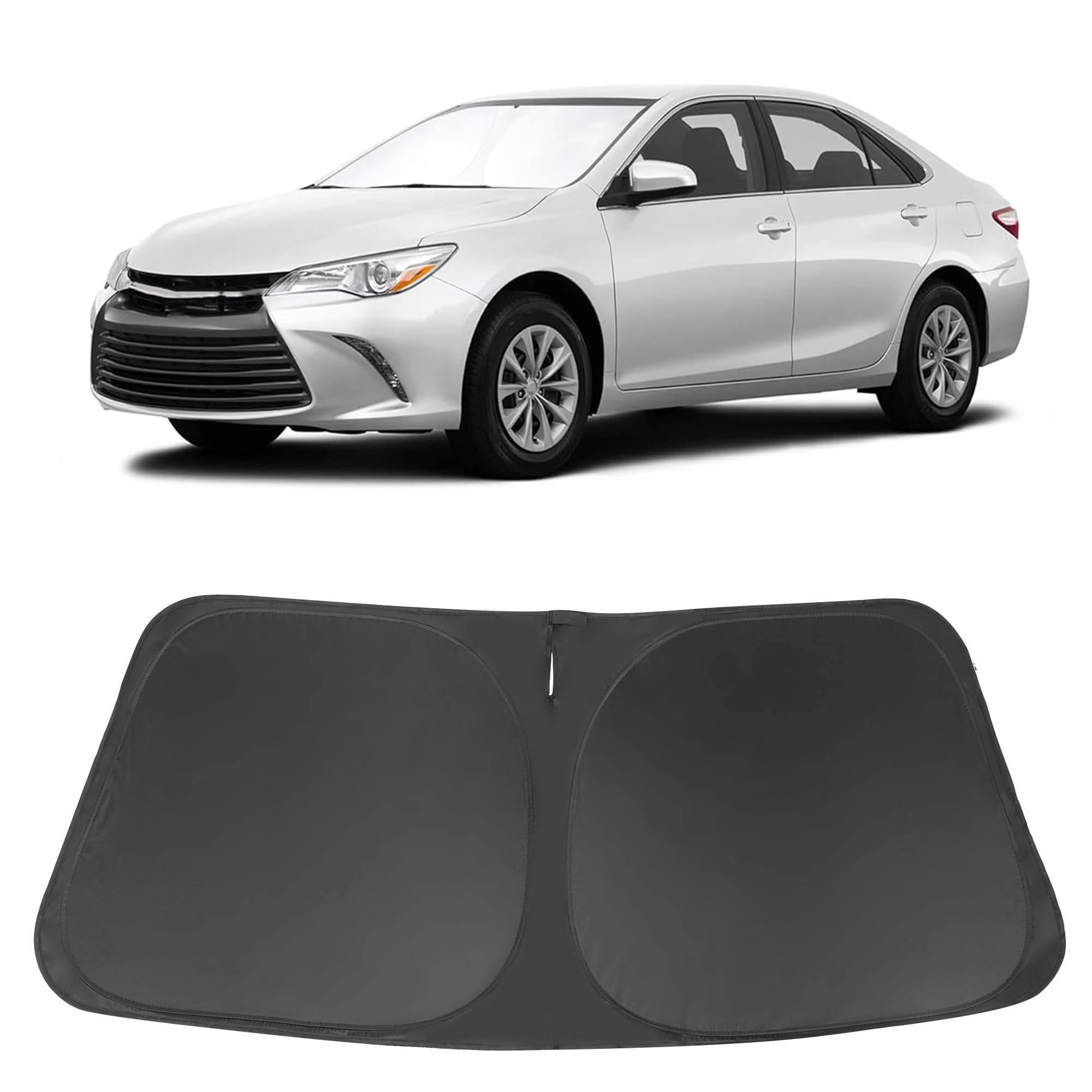 LHFLIVE front fit on Camry windshield showing snug coverage and protection