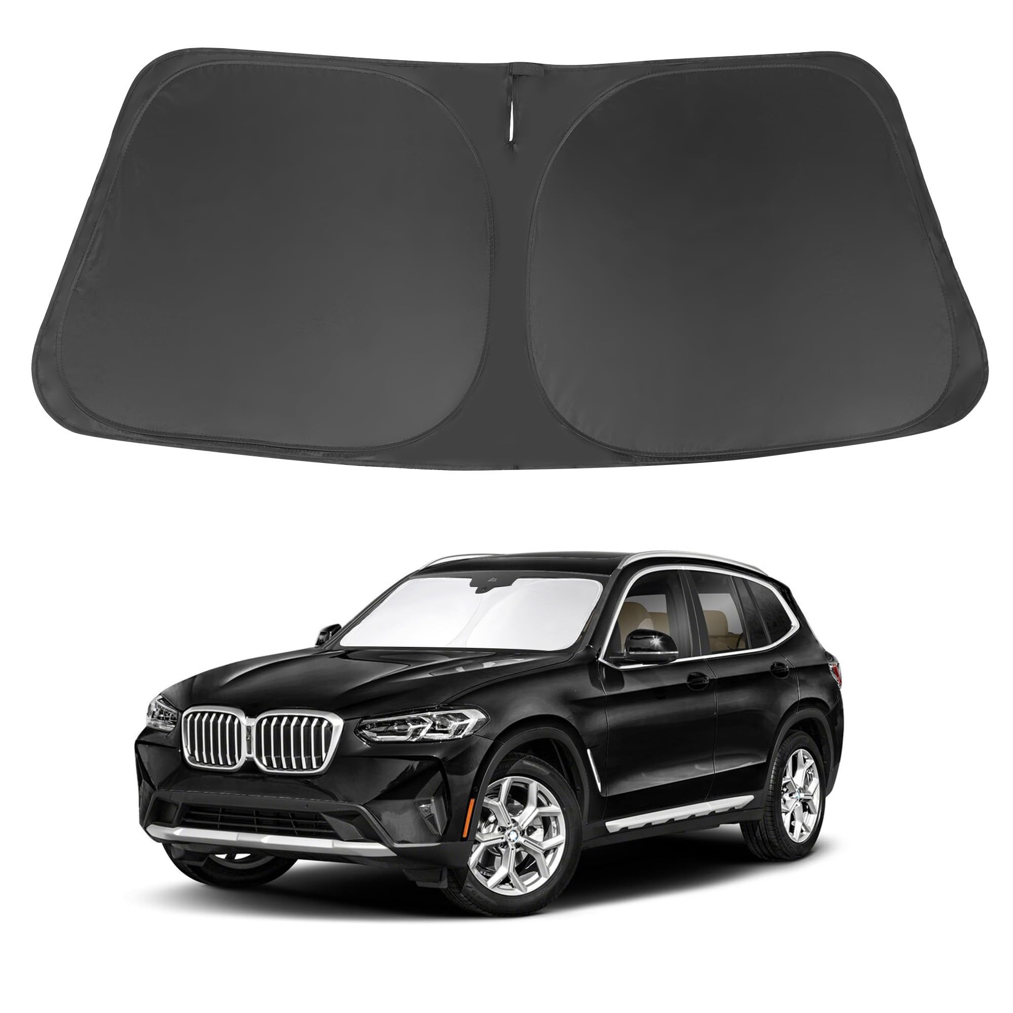 LHFLIVE front view on BMW X3 windshield showing full coverage and cooling benefit