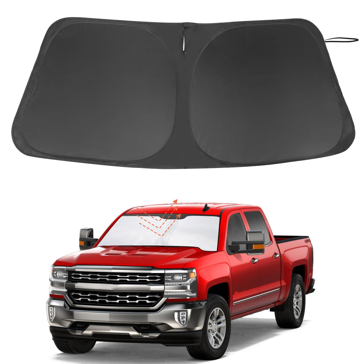 LHFLIVE front view installed on Silverado showing full windshield coverage and cooling benefit
