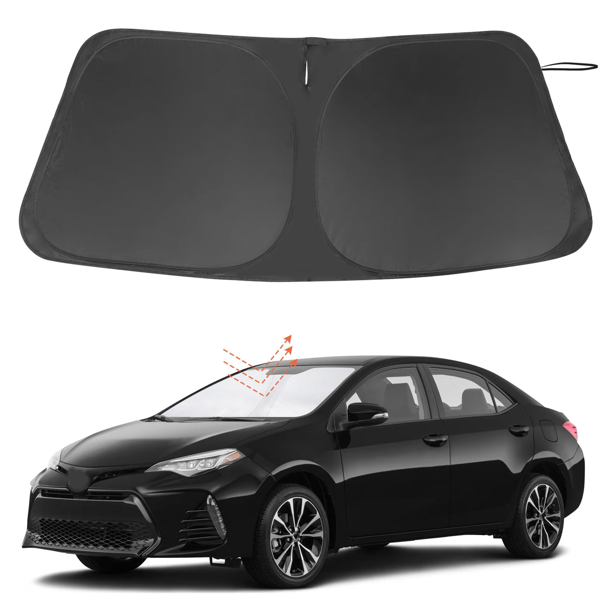 LHFLIVE front view of windshield shade showing tailored fit and UV protection