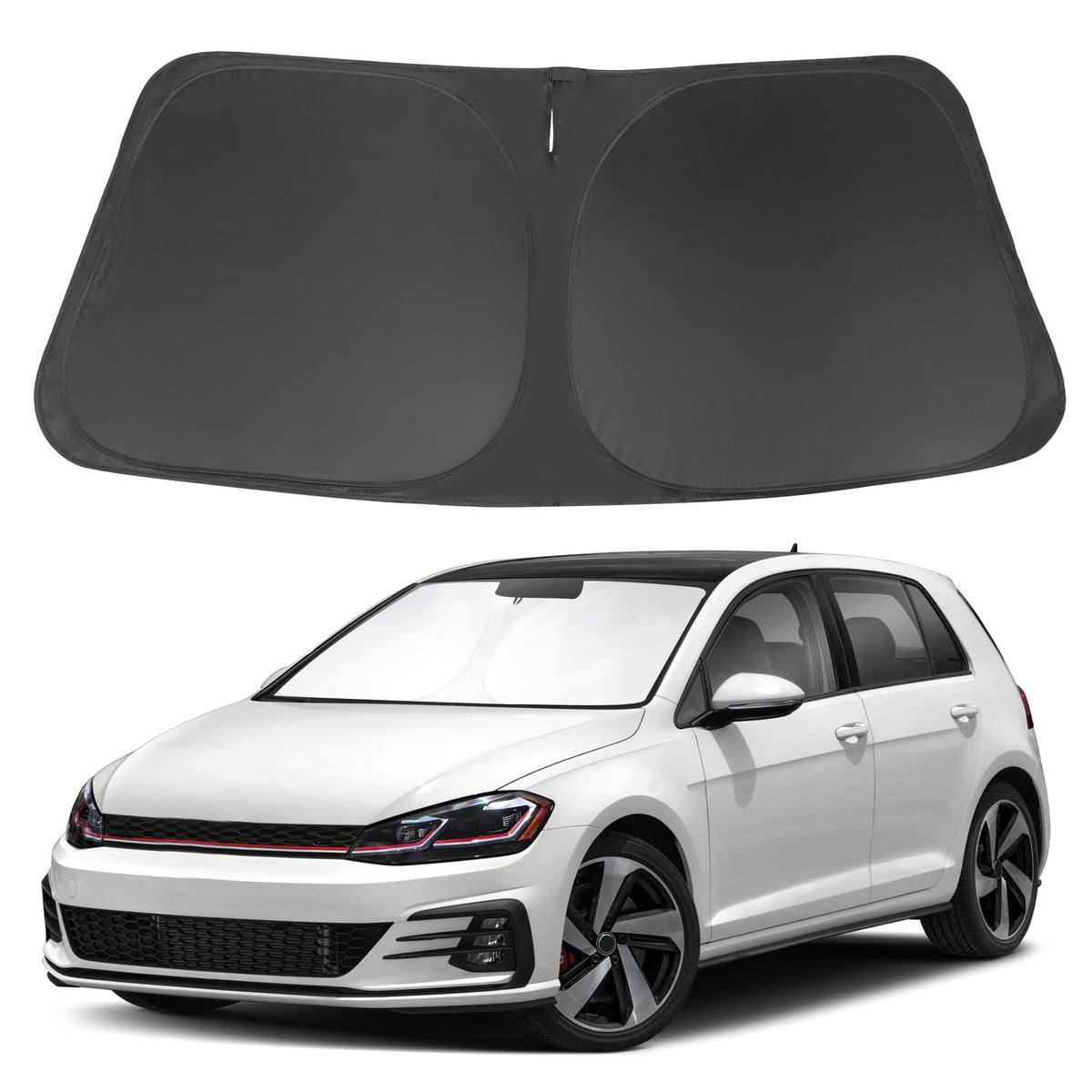 LHFLIVE front view windshield shade fitted to VW Golf protecting interior