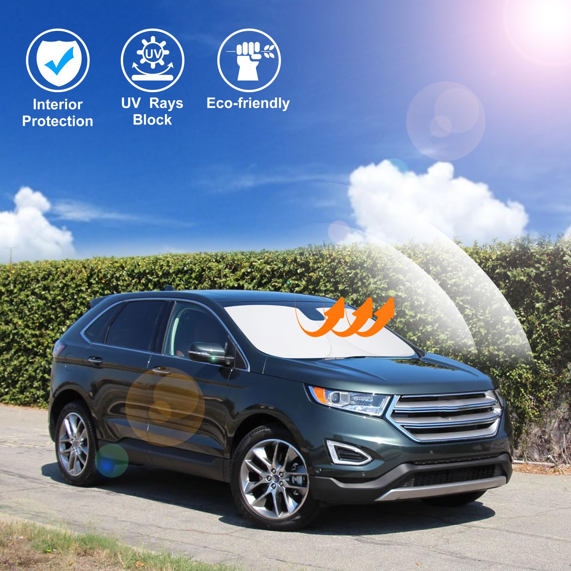 LHFLIVE lifestyle shot with parked Ford Edge showing comfortable interior benefit