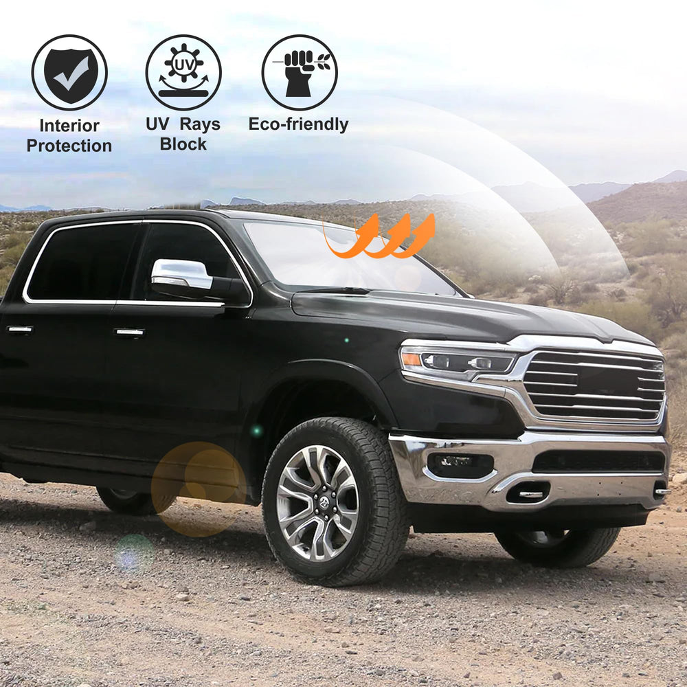LHFLIVE lifestyle shot with parked RAM 1500 demonstrating sun protection