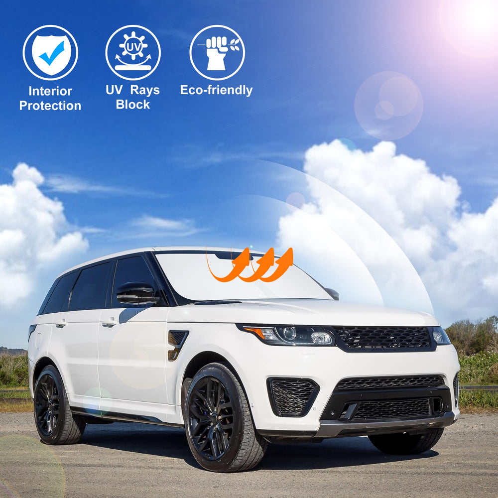 LHFLIVE sunshade in a parked Range Rover Sport reducing sun exposure