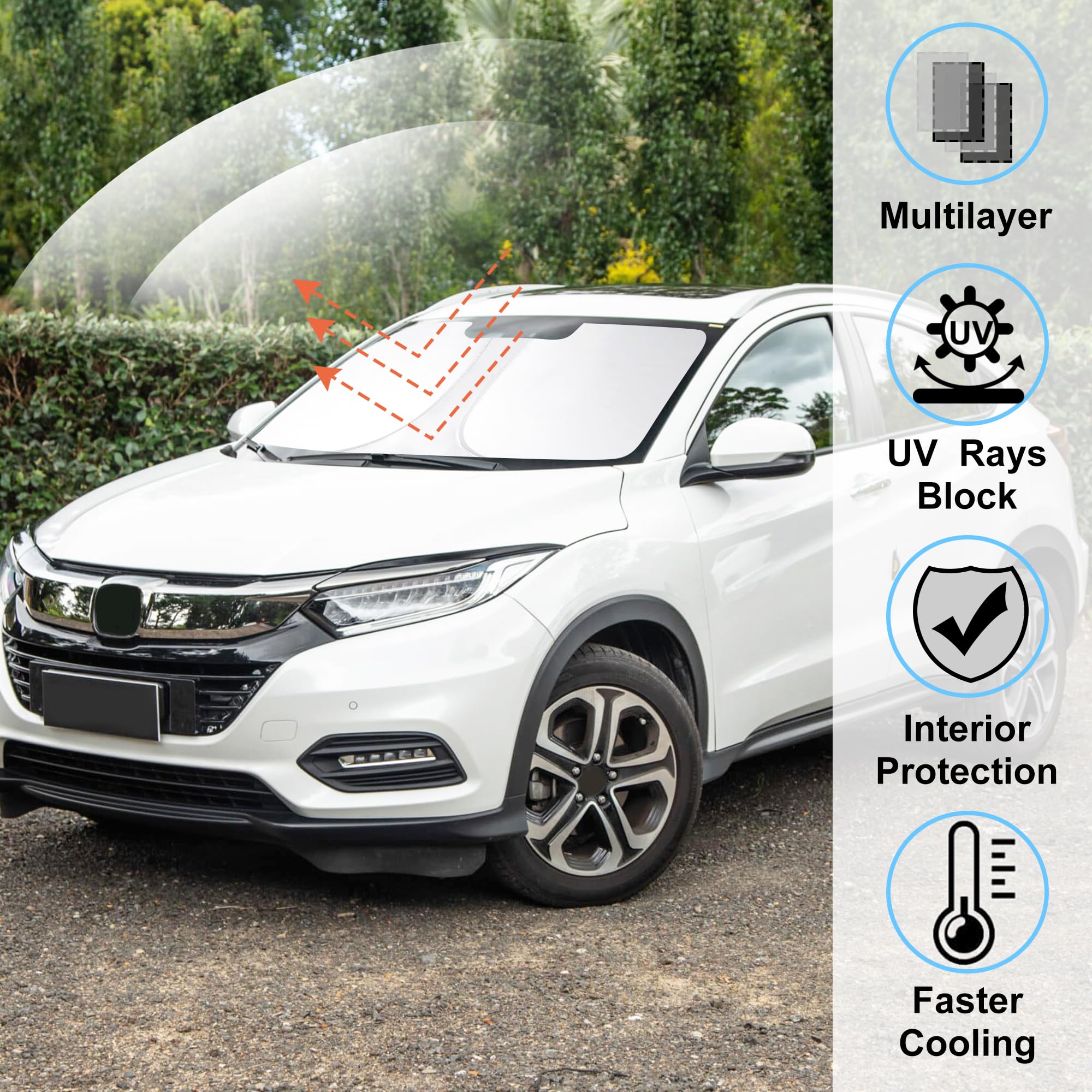LHFLIVE close-up of reflective fabric texture blocking sun effectively