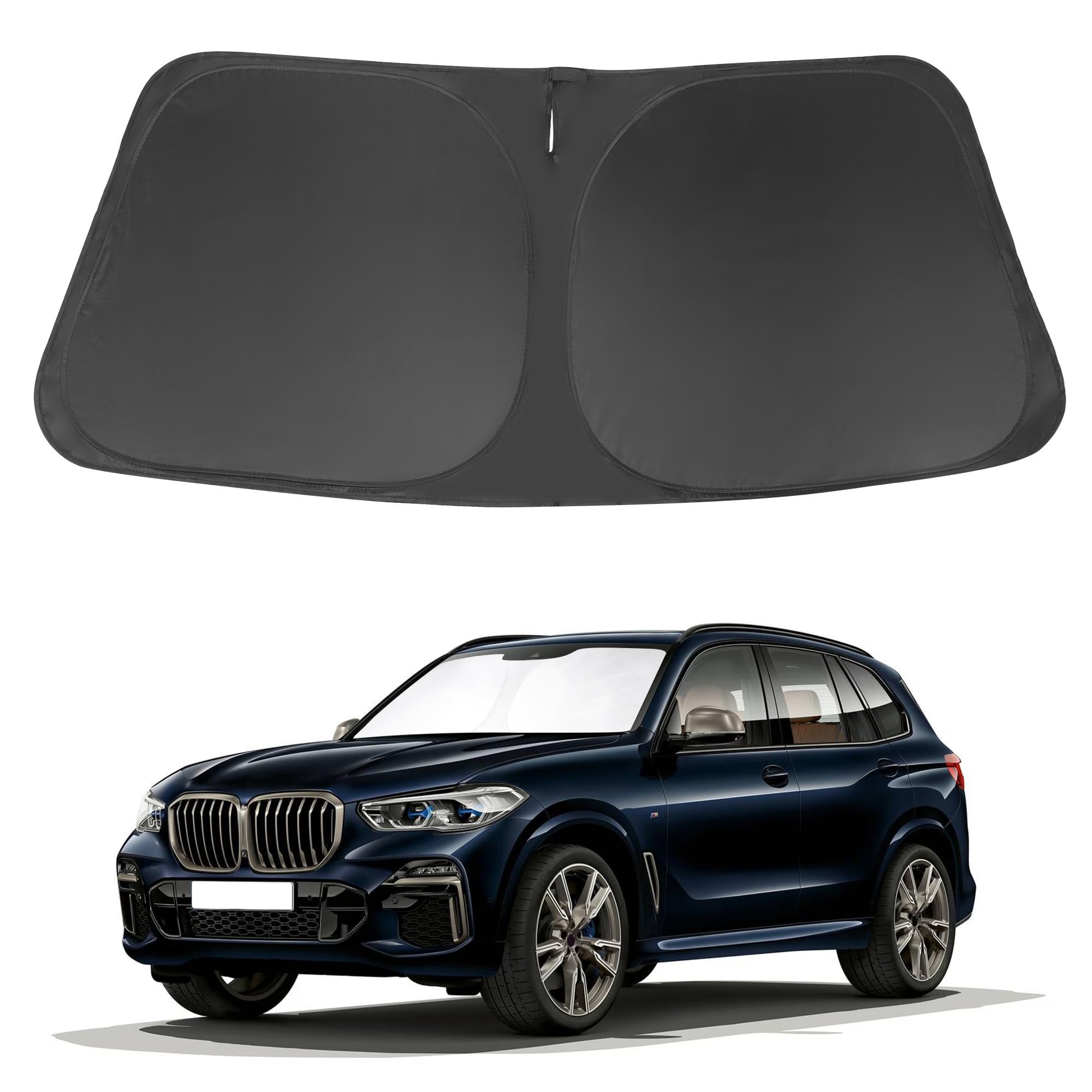 LHFLIVE front view fit on BMW X5 showing precise coverage and sun protection