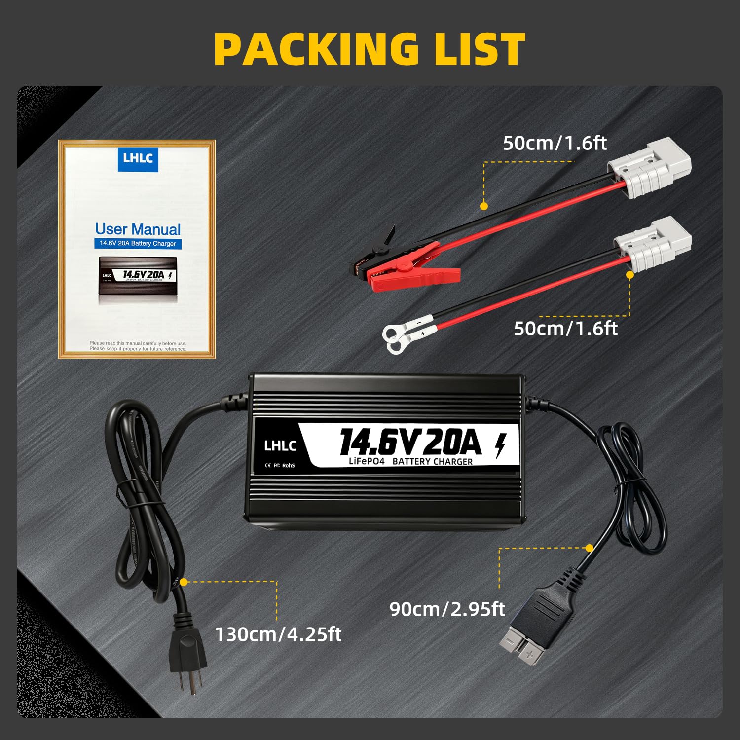 LHLC charger next to ruler conveying compact size and installation scale