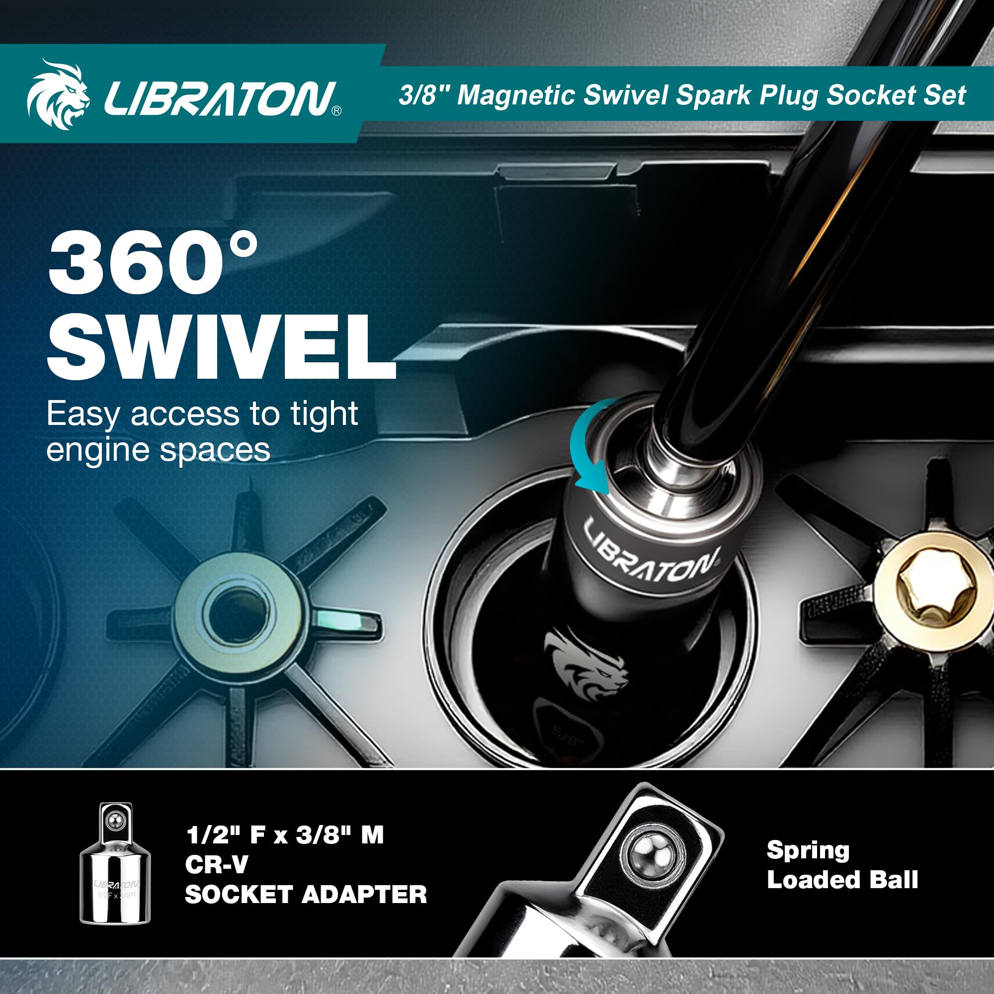 LIBRATON adapter and spark plug gap tool detail for complete service readiness