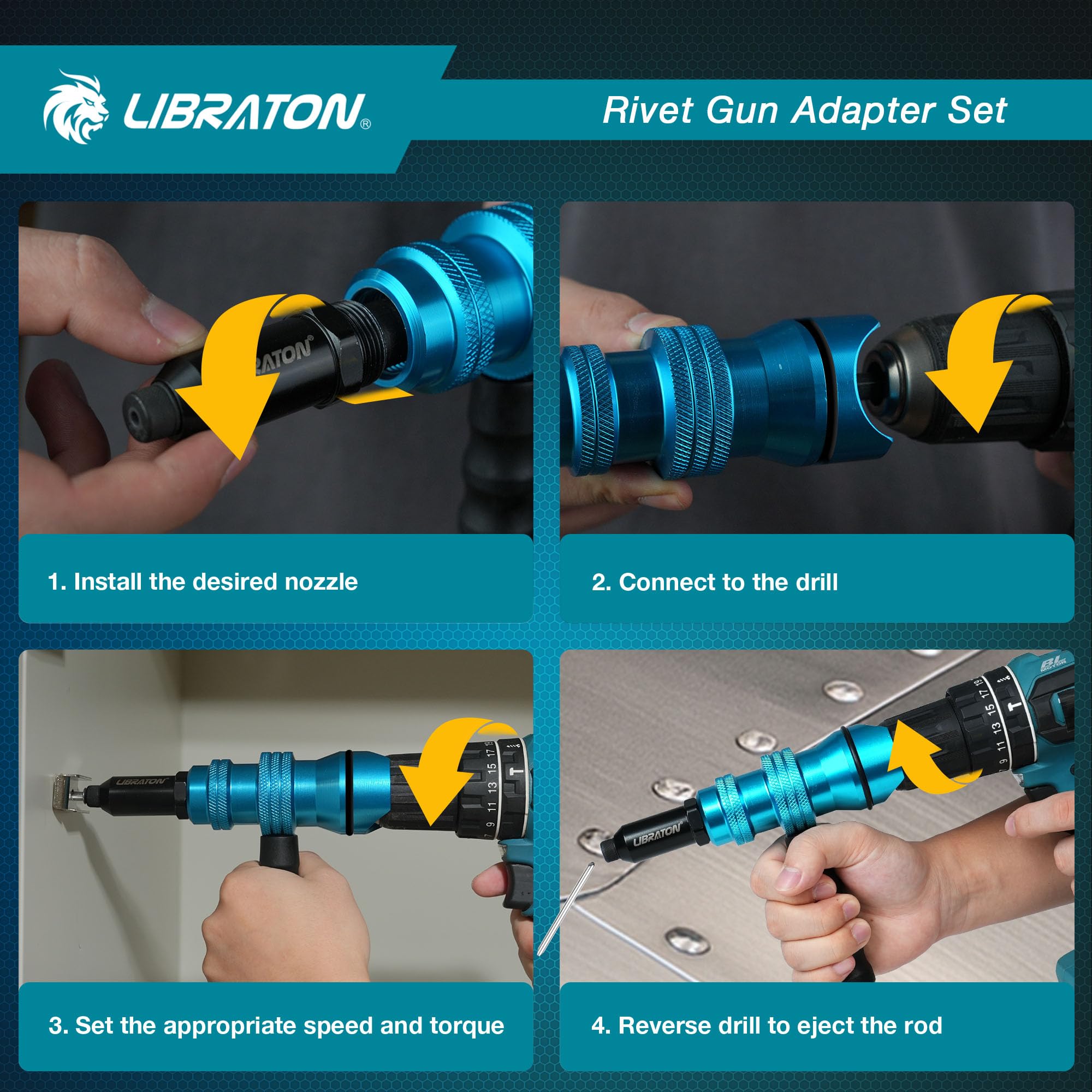 LIBRATON close-up of chuck connection ensuring secure fit and reliable torque transfer