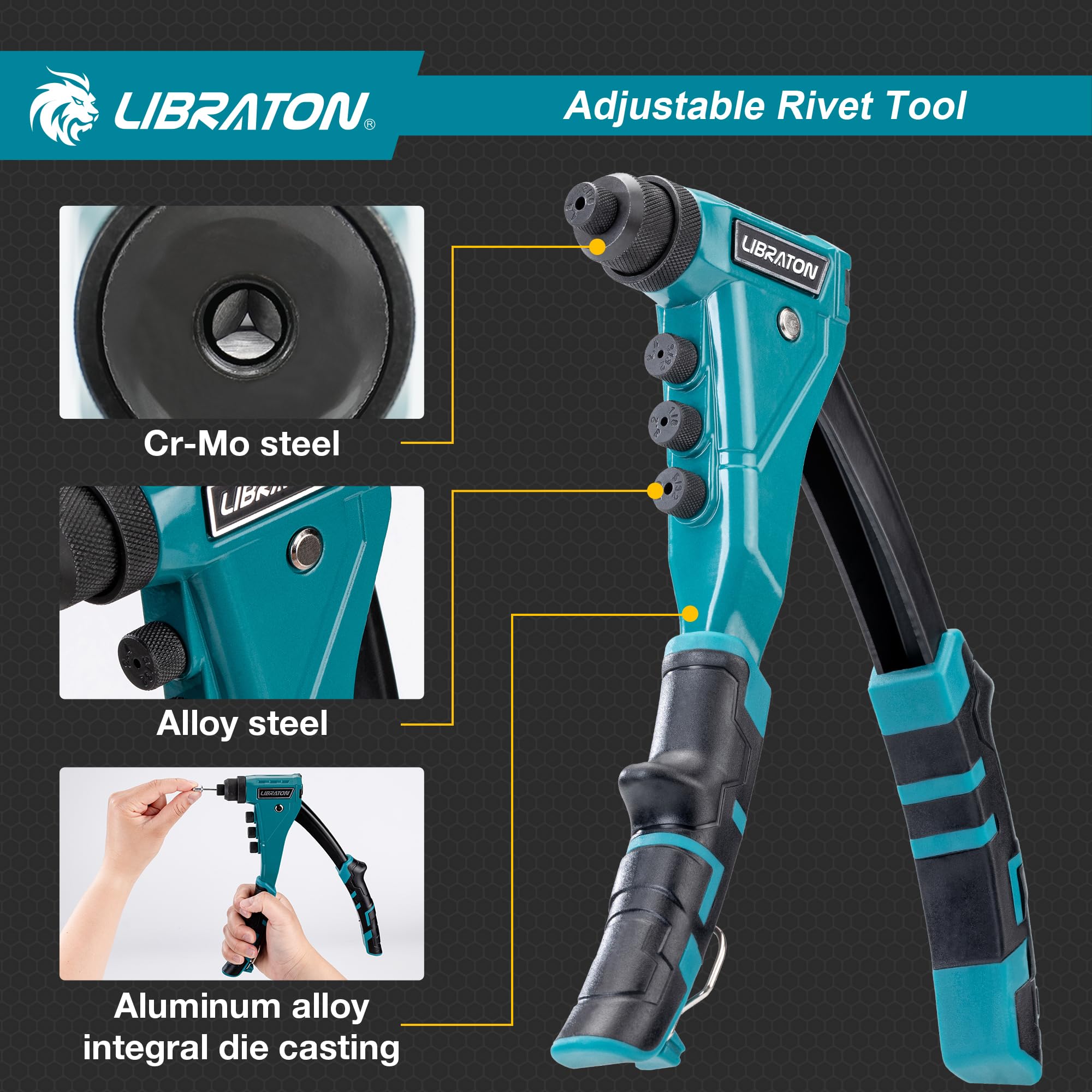 LIBRATON ergonomic TPR handle close-up for comfortable long use