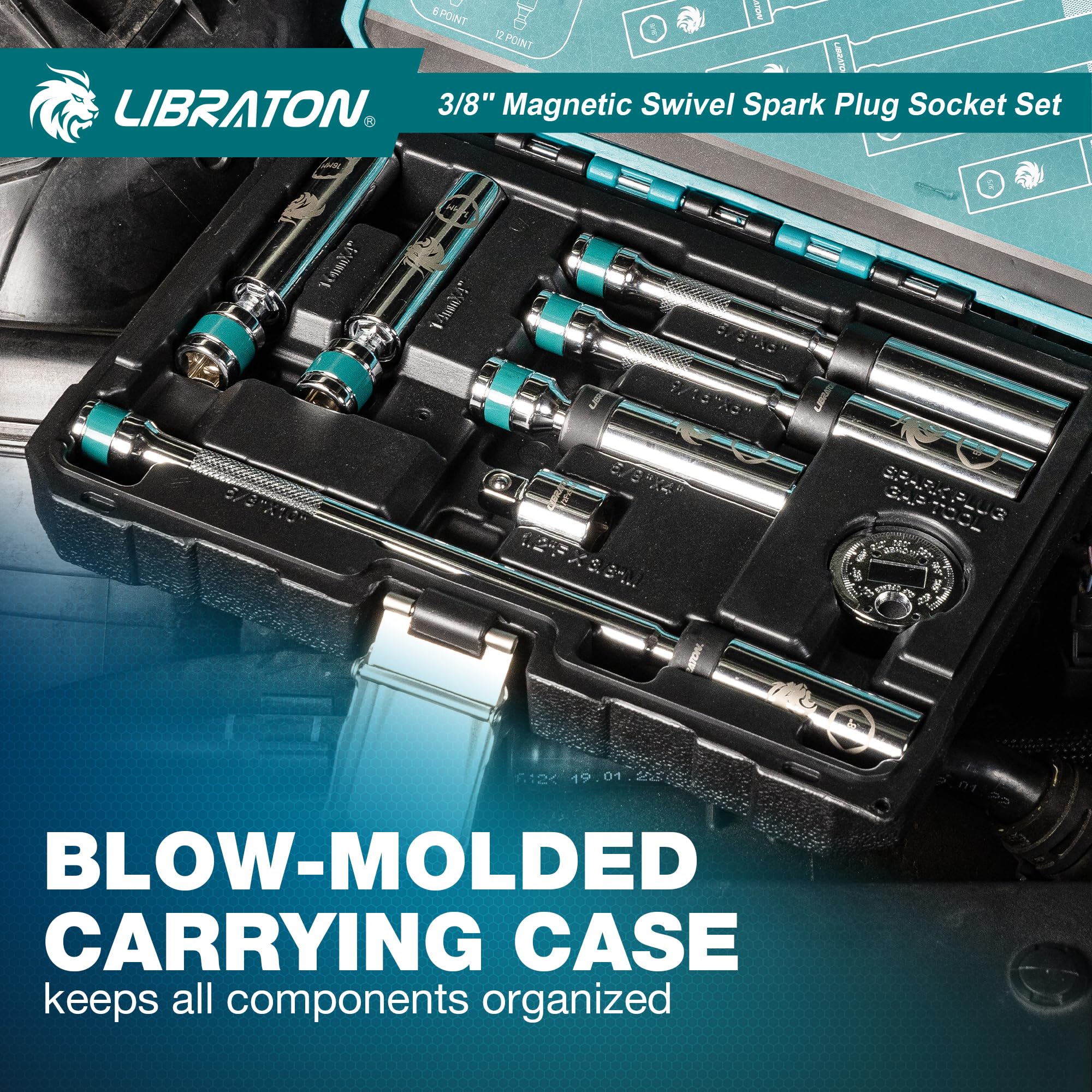 LIBRATON blow-molded case open showing neat socket organization and transport