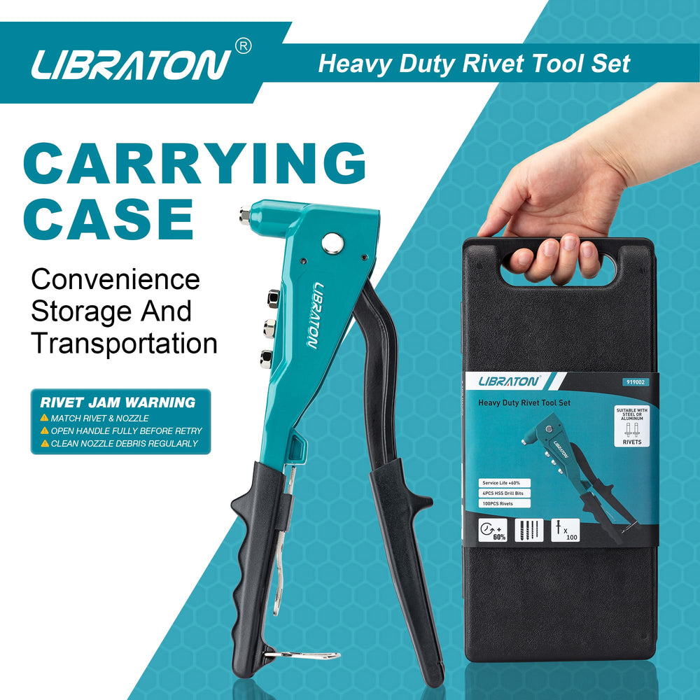 LIBRATON rivet gun being used on metal panel demonstrating strong joins