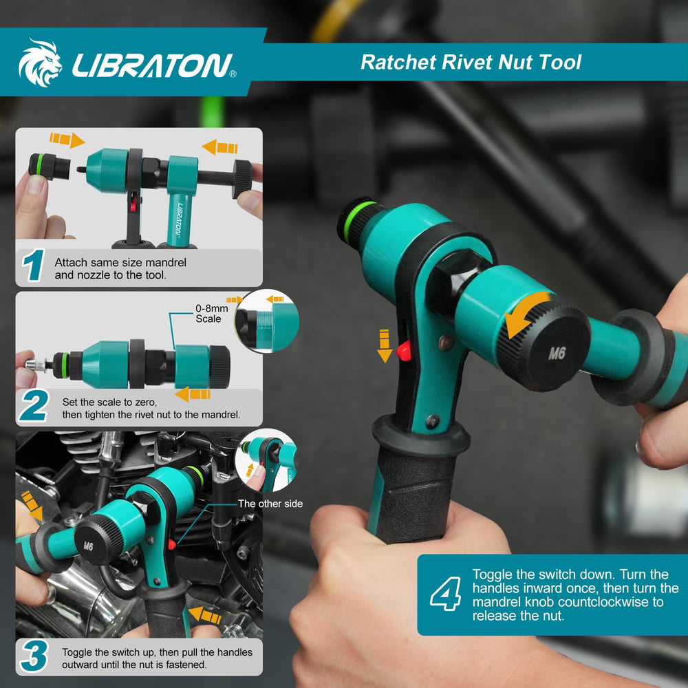 LIBRATON handle detail highlighting cushioned grip for reduced fatigue