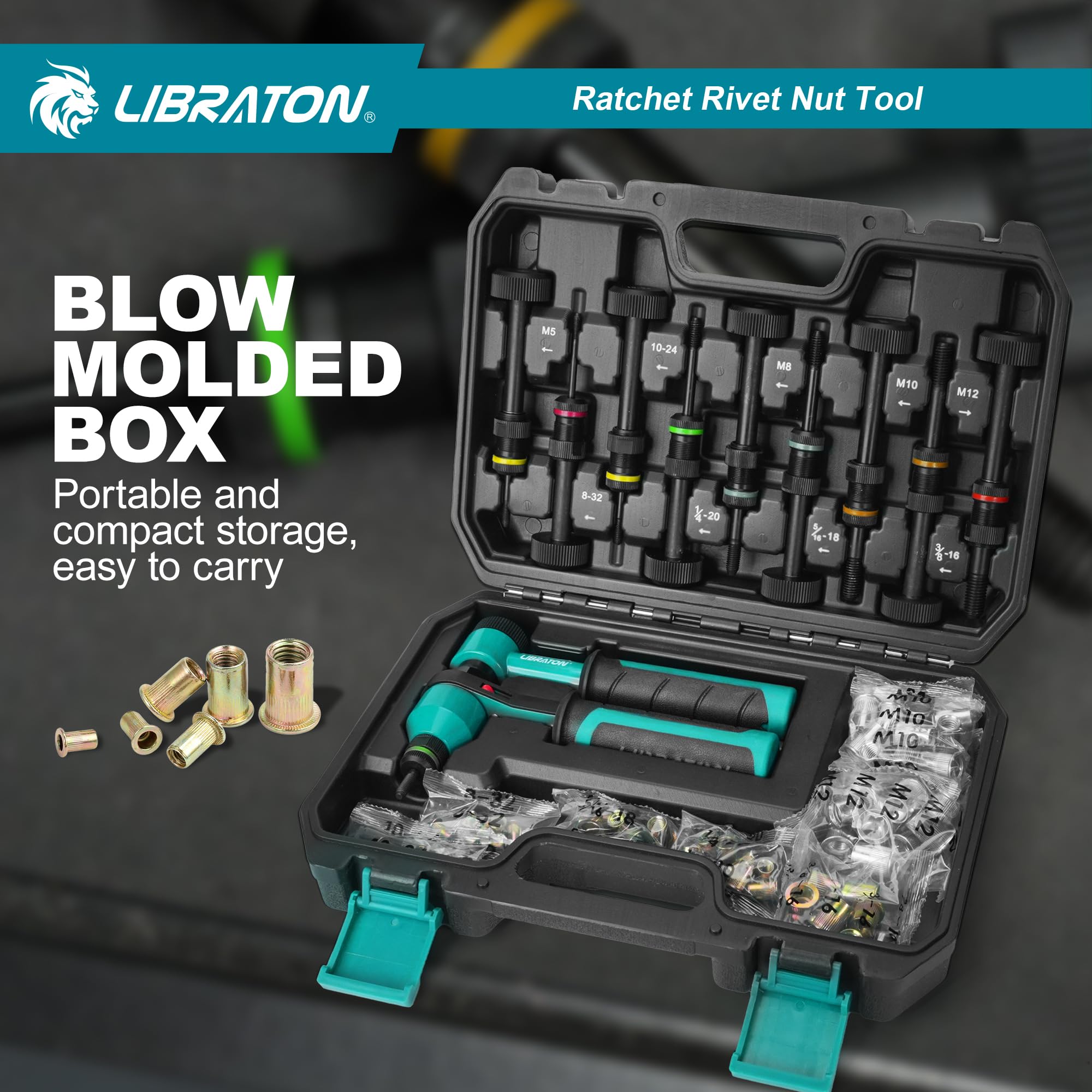 LIBRATON assortment of rivet nuts and sizes ready to install for versatile applications