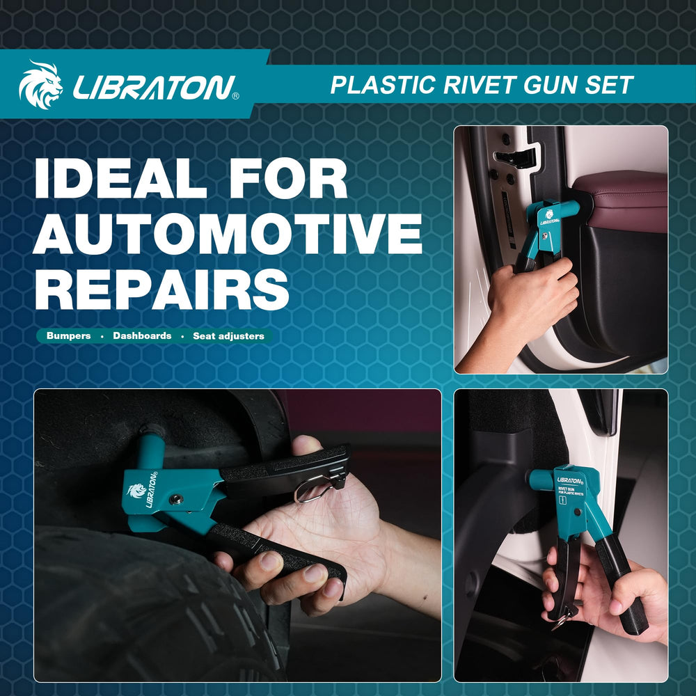 LIBRATON tool being used on car door panel for efficient fastener work