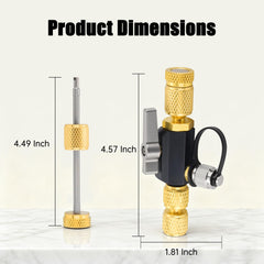 Lichamp dual flare fittings displaying 5/16" female and 1/4" male compatibility