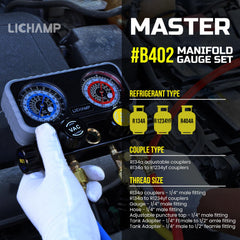 Lichamp closeup of large color-coded gauges for quick, accurate pressure readings in workshops