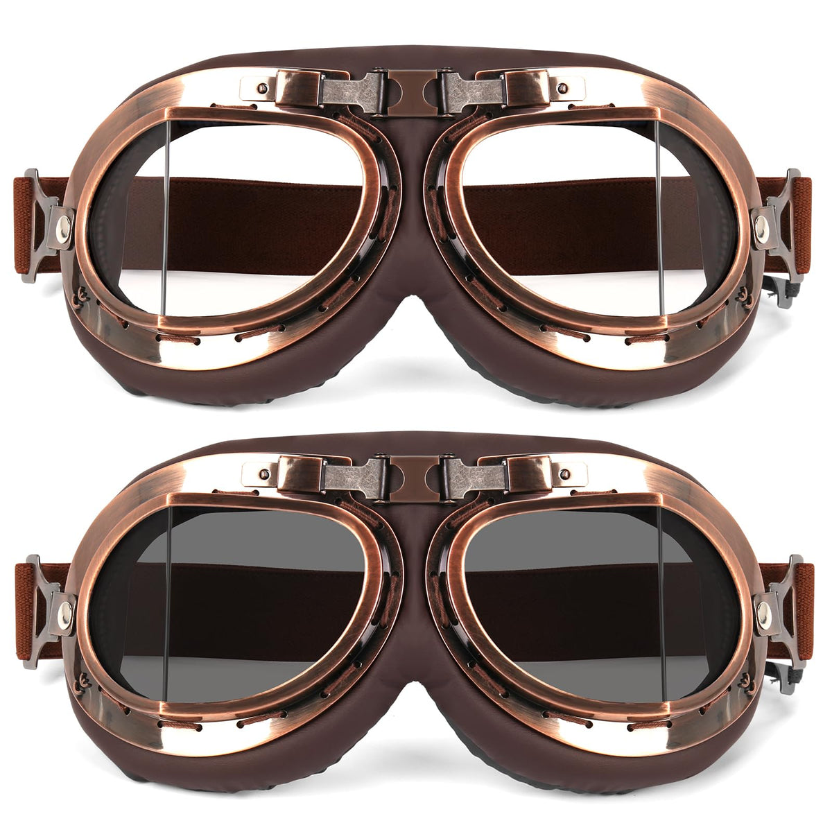 Lievermo front view of both smoke and clear goggles showing kit benefit