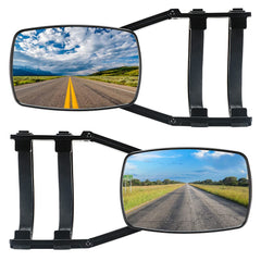 Lifronkit front view showing pair of clip-on towing mirrors for quick installation and visibility