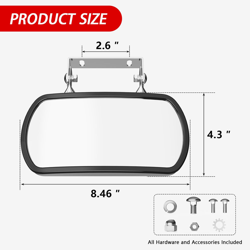 Lifronkit mirror in a field setting showing practical use while towing and backing up