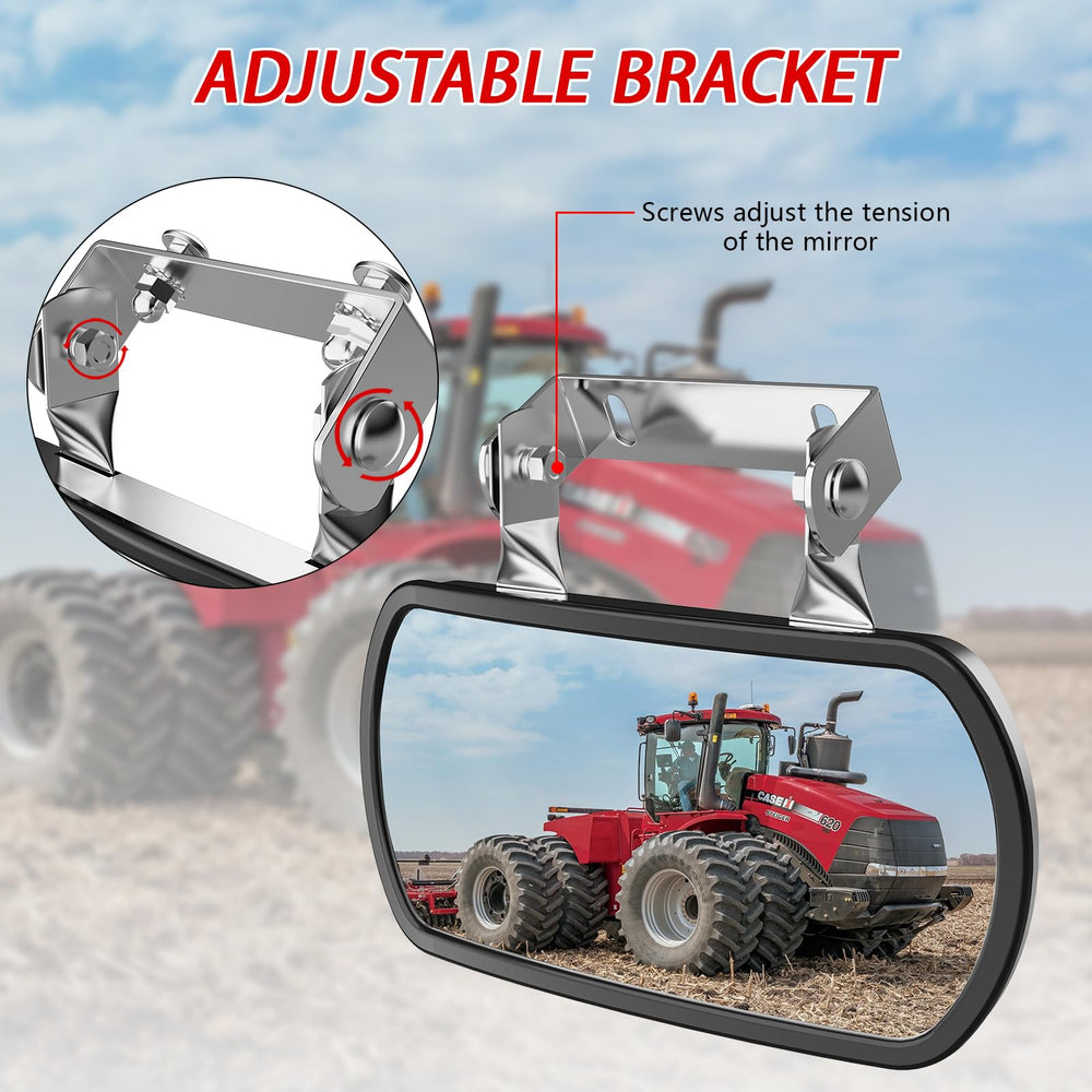 Lifronkit mirror mounted on a tractor demonstrating improved rear visibility and stability