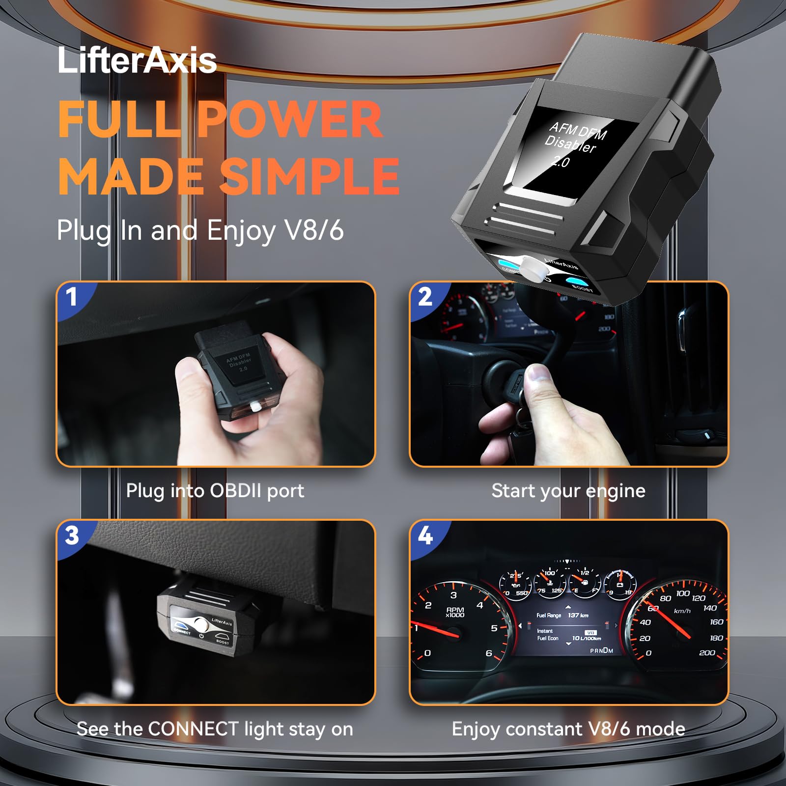 LifterAxis installed under hood demonstrating neat fit and secure mount