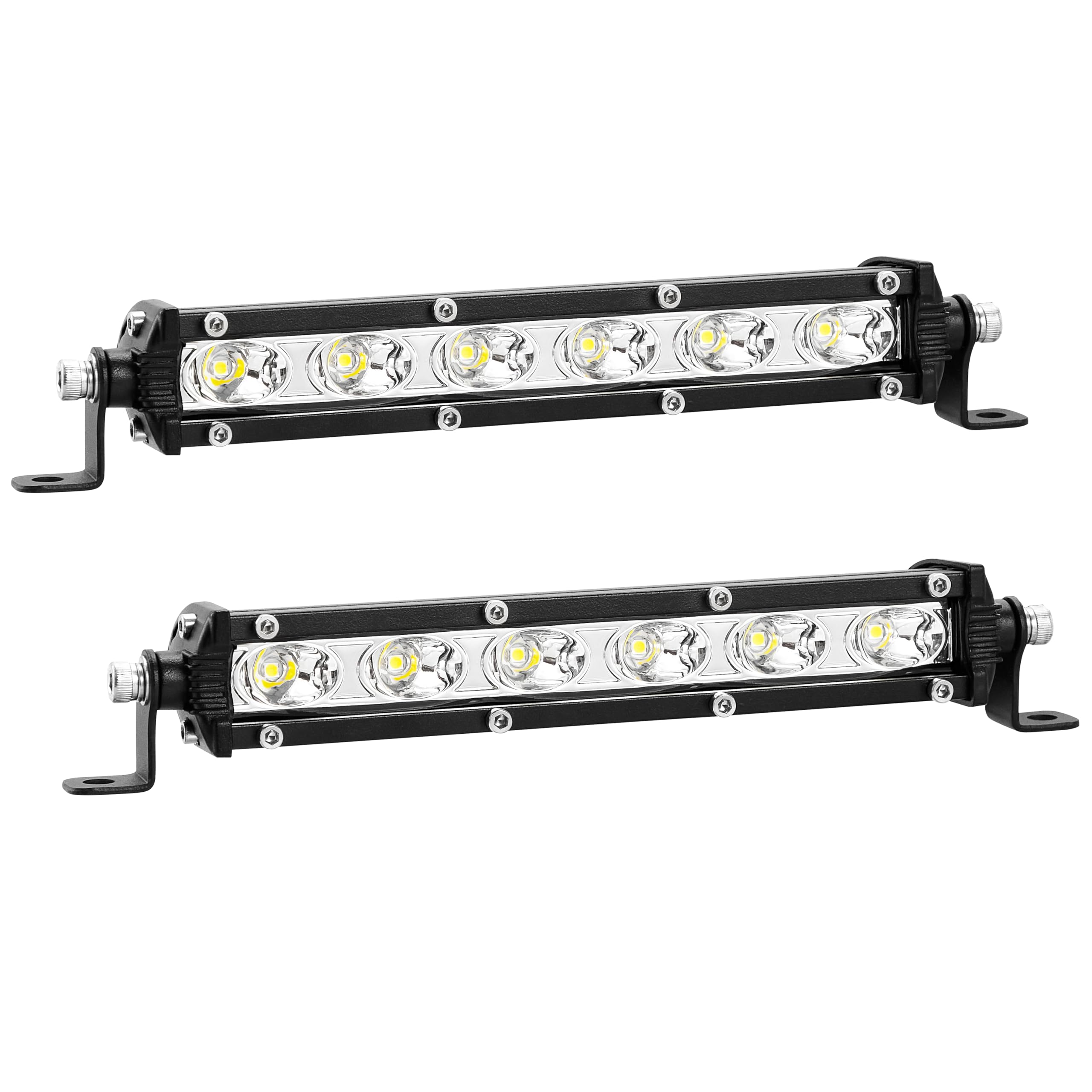 LightBoss front-facing 7-inch LED bar pack showing bright white beam benefit