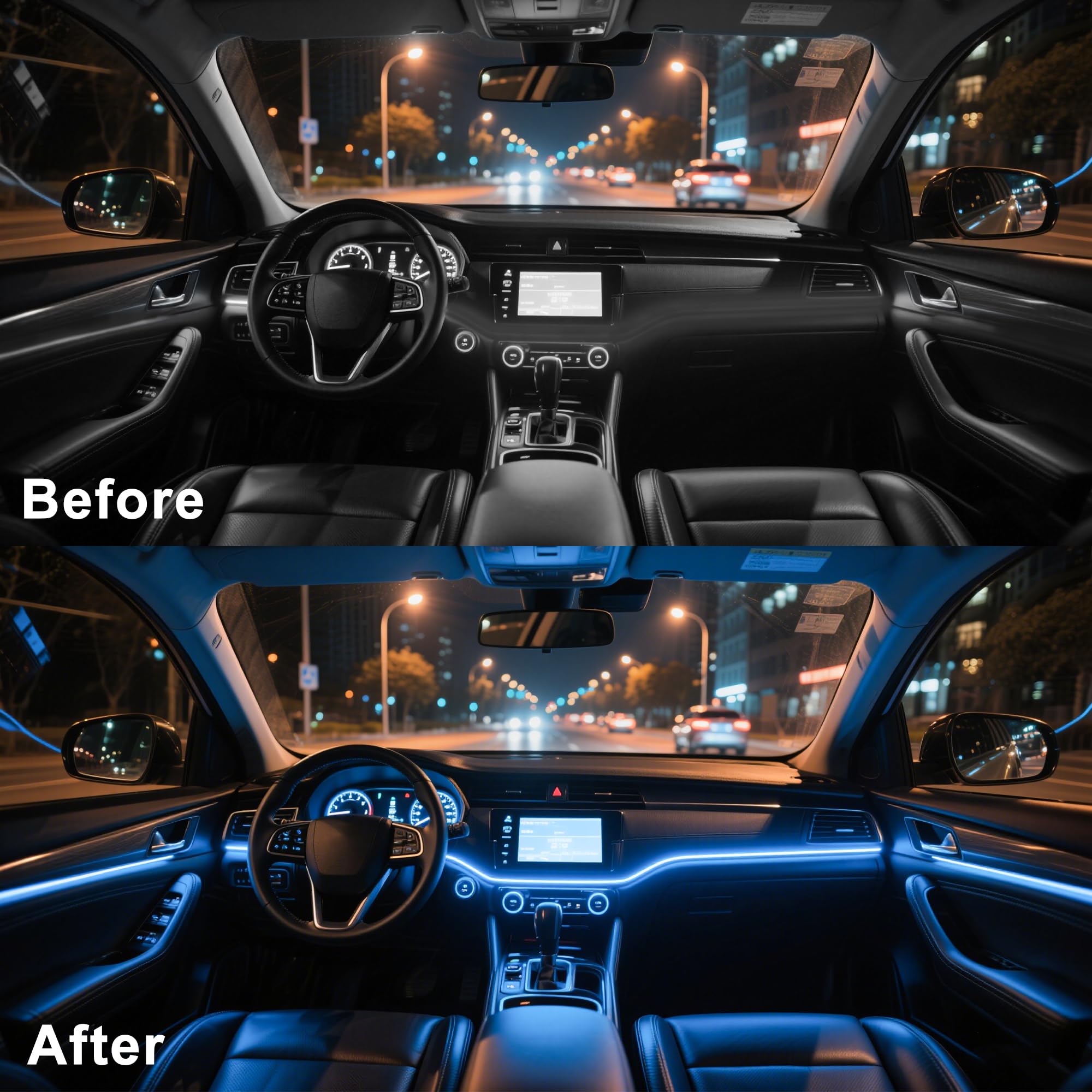 Ligrel installed in front footwell creating ambient mood lighting