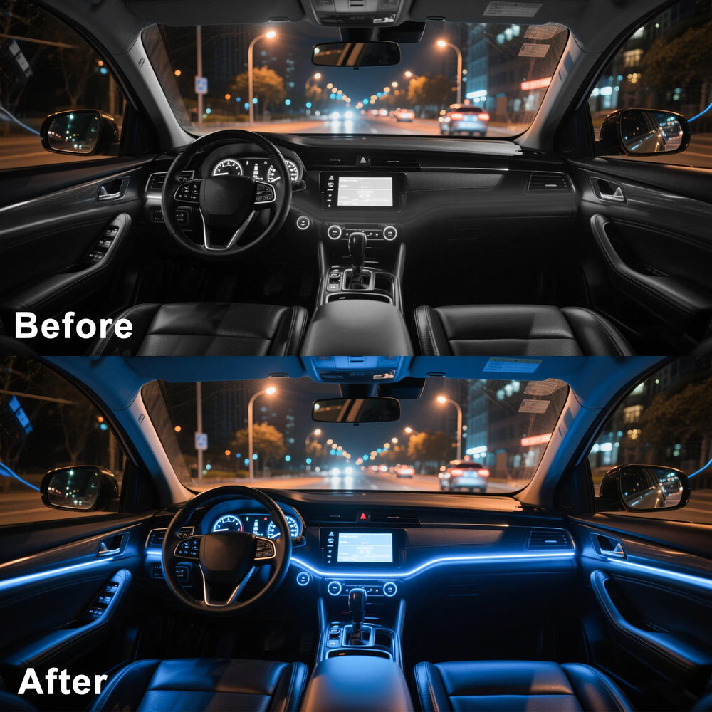 Ligrel installed in front footwell creating ambient mood lighting
