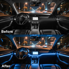 Ligrel installed in front footwell creating ambient mood lighting