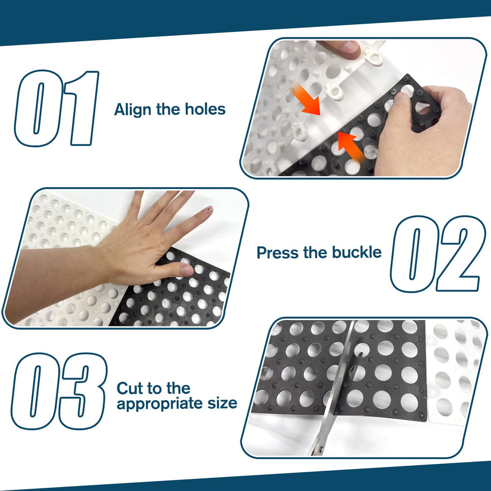LILXIU tiles beside a ruler showing scale and modular fit benefit for accurate sizing