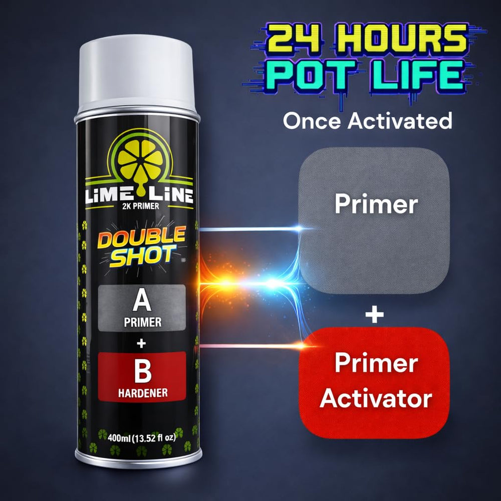 LiME LiNE dual-chamber can with activator chamber exposed, enabling catalyzed mixing