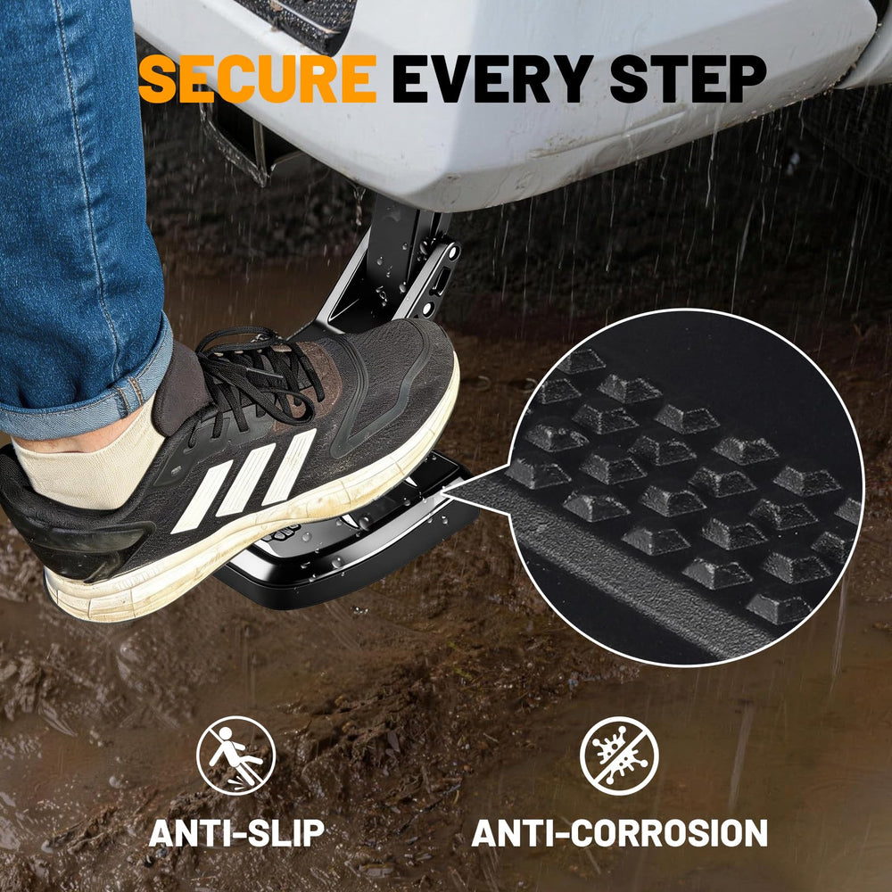 LINGHANG deployed step with foot demonstration offering easy bed access