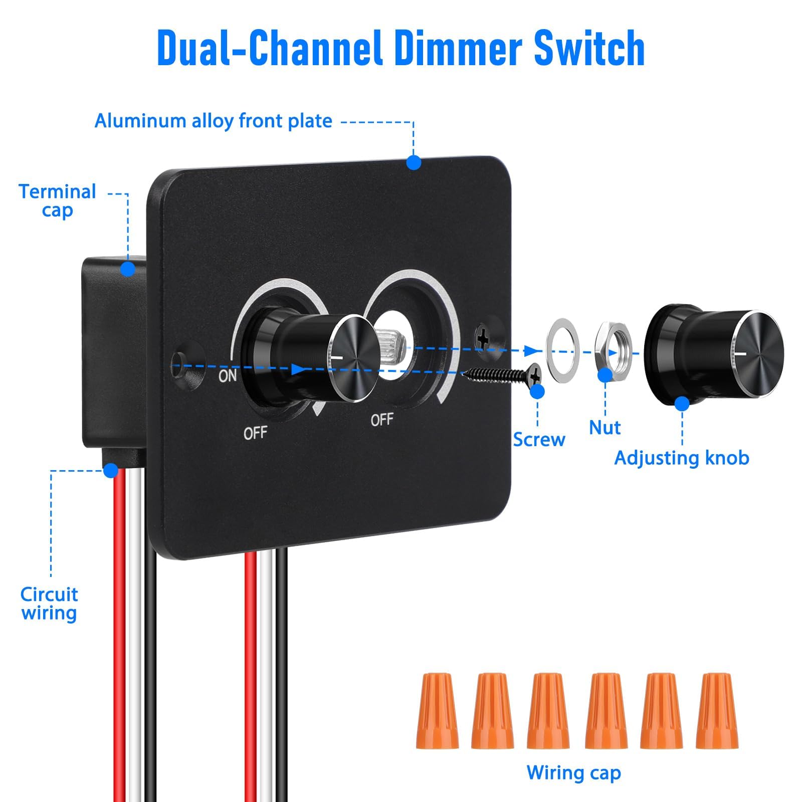Linkstyle knob detail showing textured rotary control for precise dimming benefit