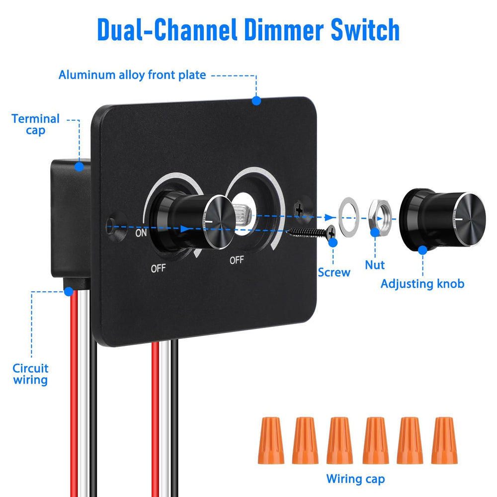 Linkstyle knob detail showing textured rotary control for precise dimming benefit