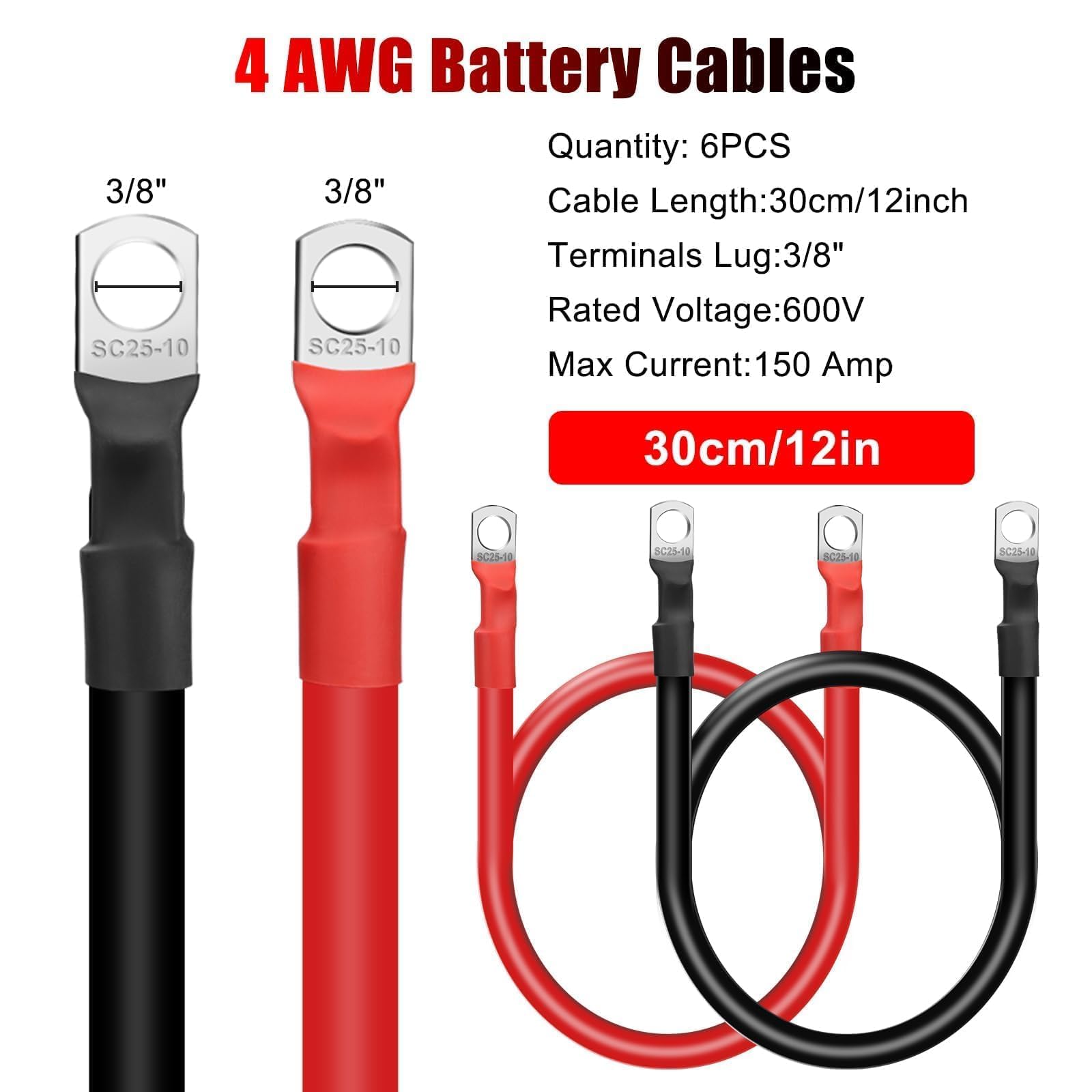 Linkstyle close-up of tinned 3/8" ring terminal for corrosion-resistant connection