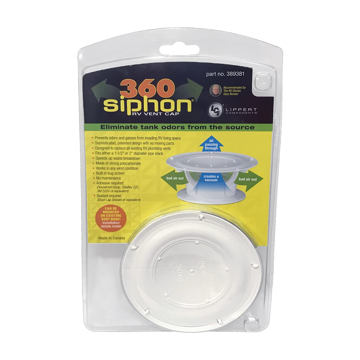 Lippert 360 Siphon polycarbonate detail showing durable weather-resistant material