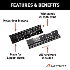 Lippert Components hinge close-up on pivot mechanism highlighting smooth adjustable hold