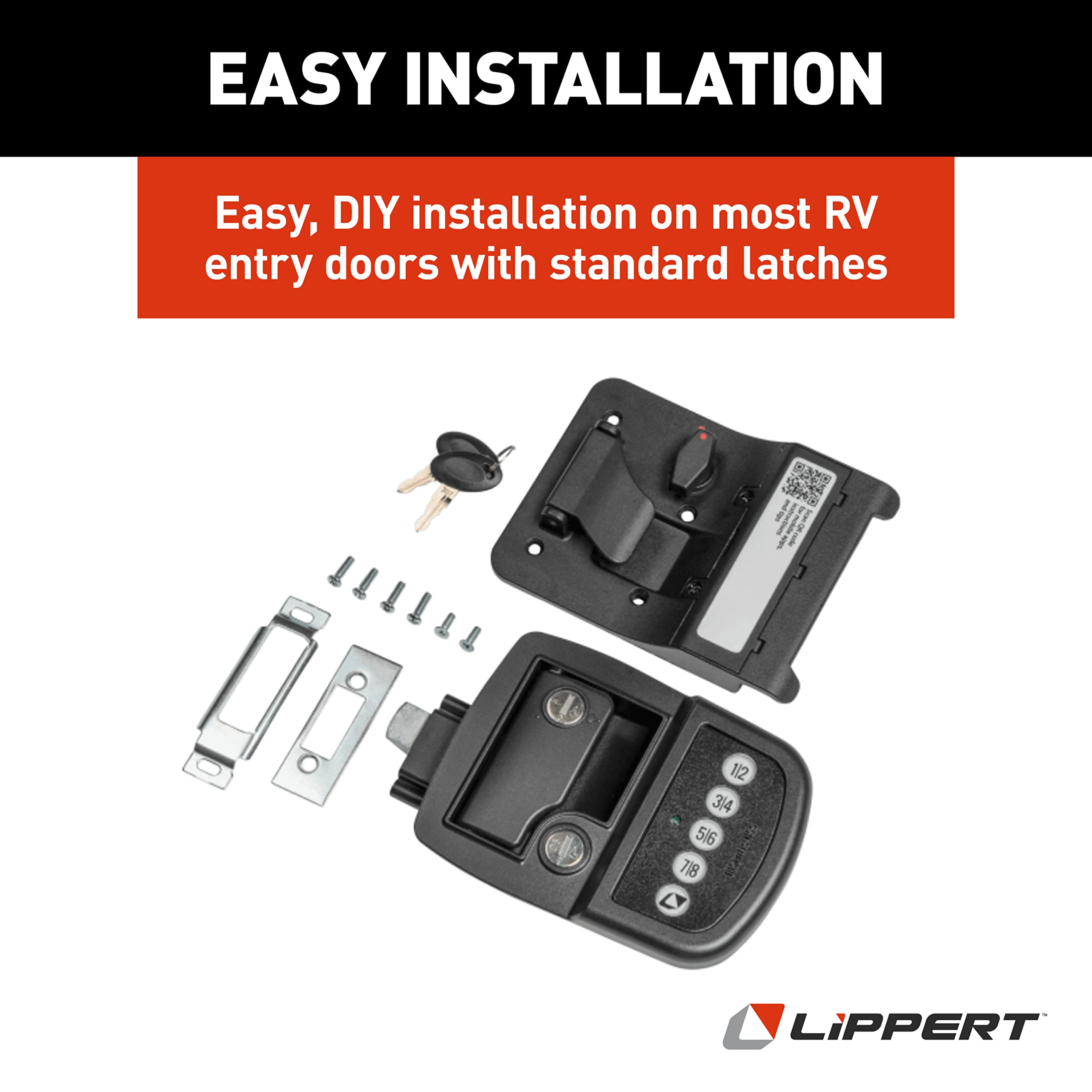 Lippert lock on RV entry lifestyle scene offering hands-free convenience and security