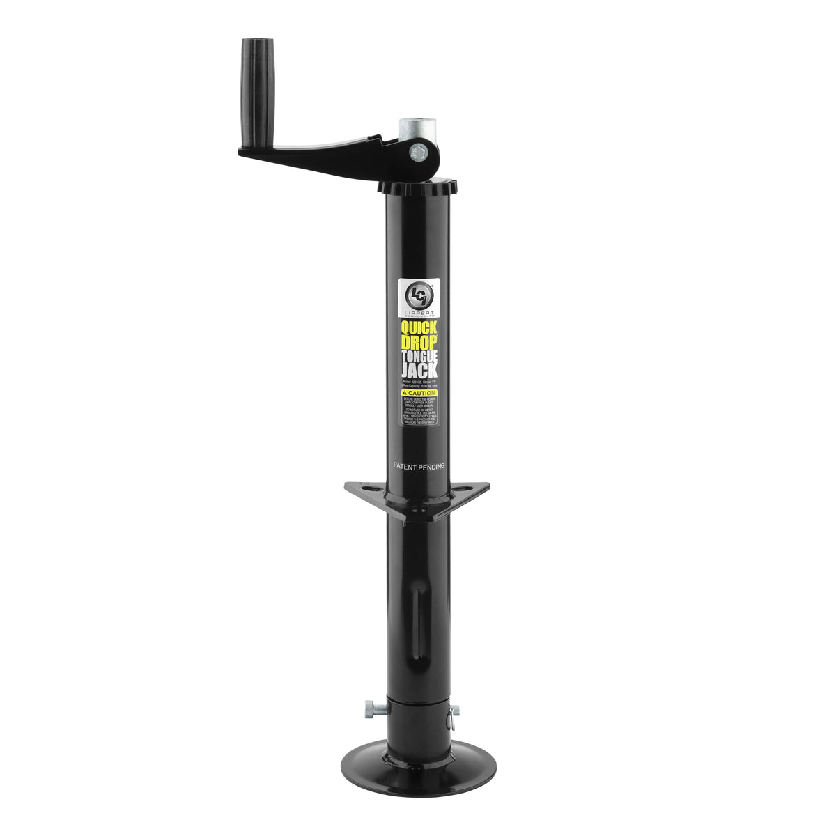Lippert Components Quick Drop front view showing robust jack and benefit fast setup