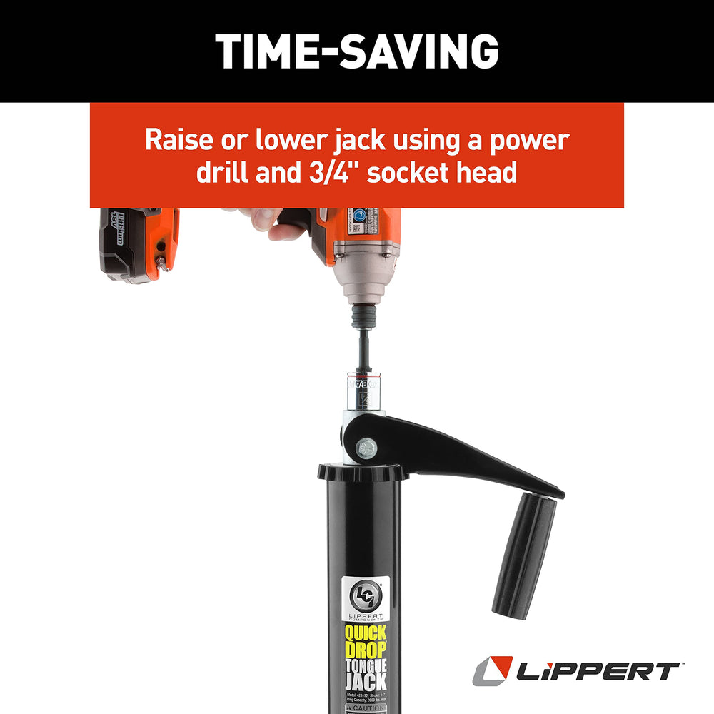 Lippert Components jack mounted on trailer A-frame showing easy installation benefit