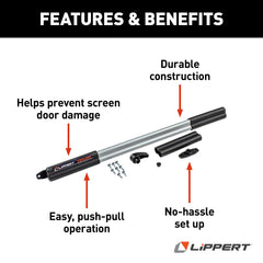 Lippert Components Screen Assist close-up of aluminum finish and durable texture