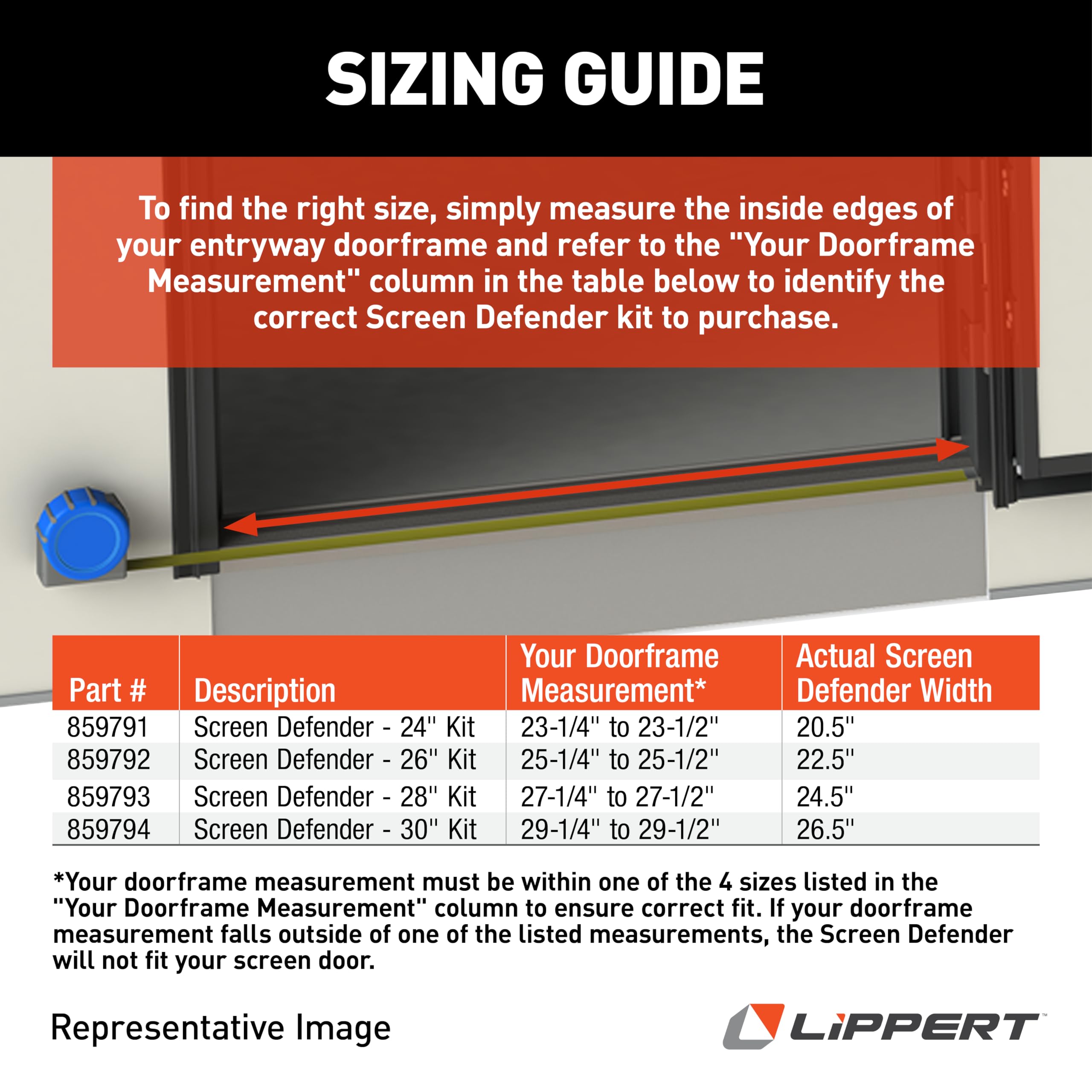 Lippert Screen Defender installed in RV door channels demonstrating secure fit and easy installation