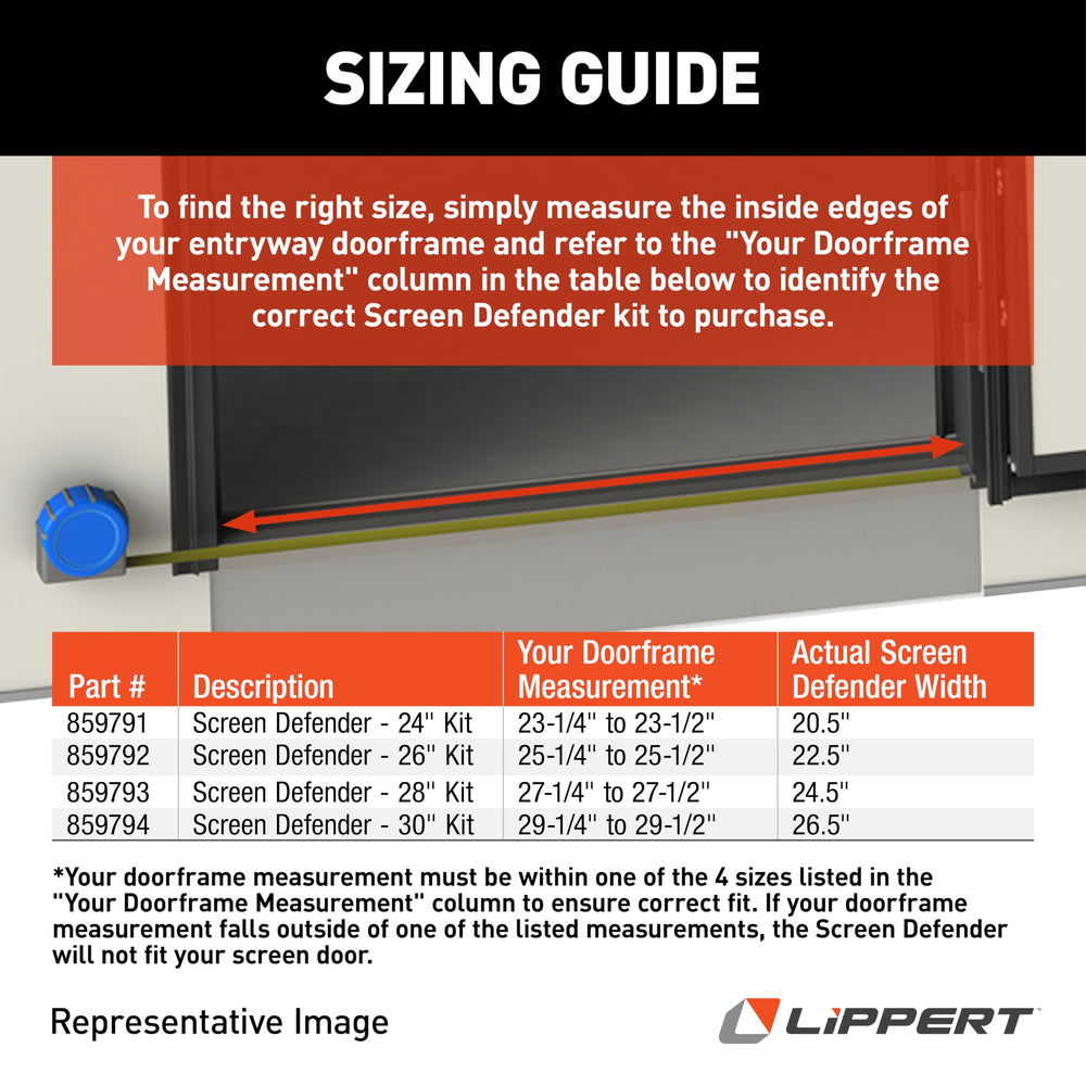 Lippert Screen Defender installed in RV door channels demonstrating secure fit and easy installation