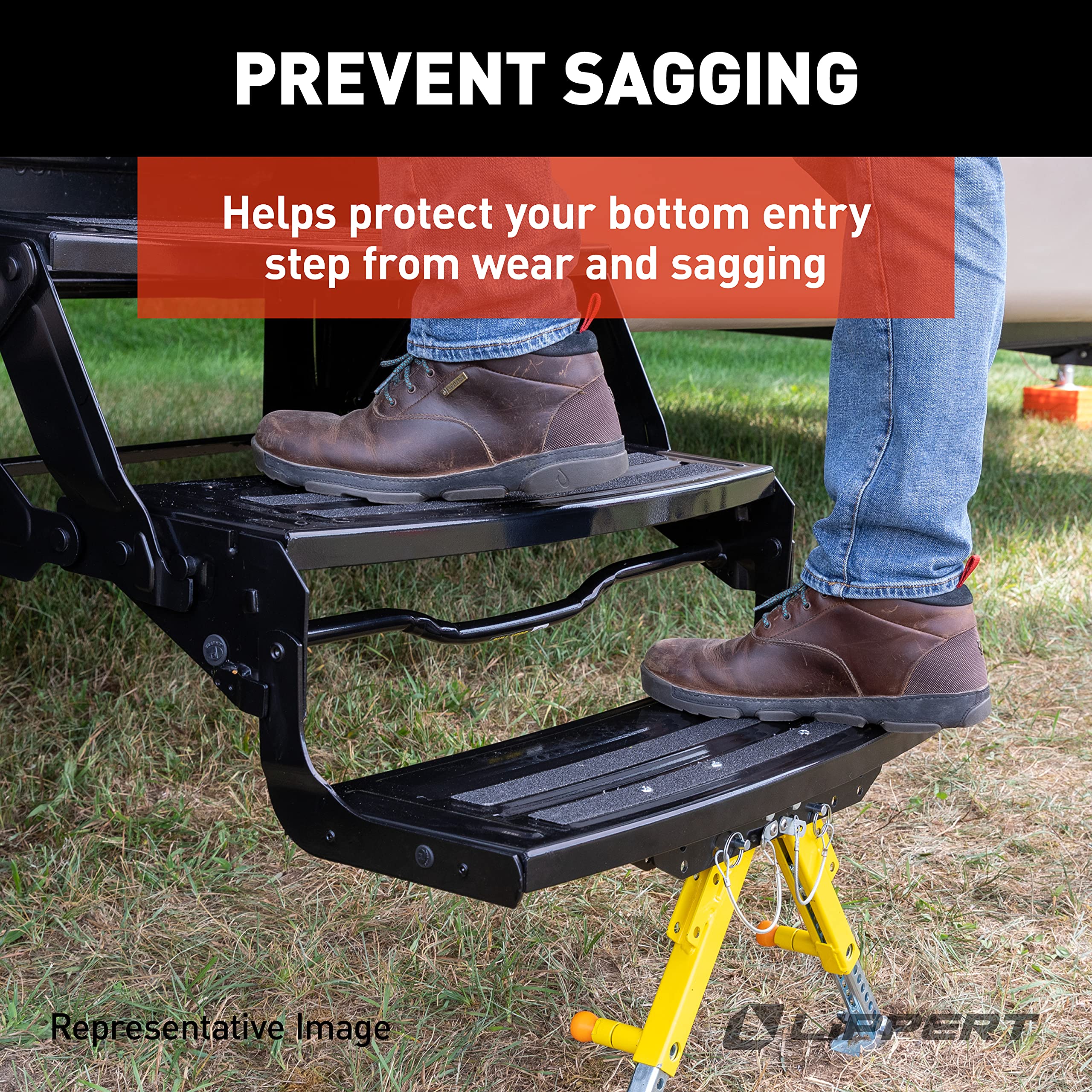 Lippert Solid Stance in campsite scene delivering steady footing for users