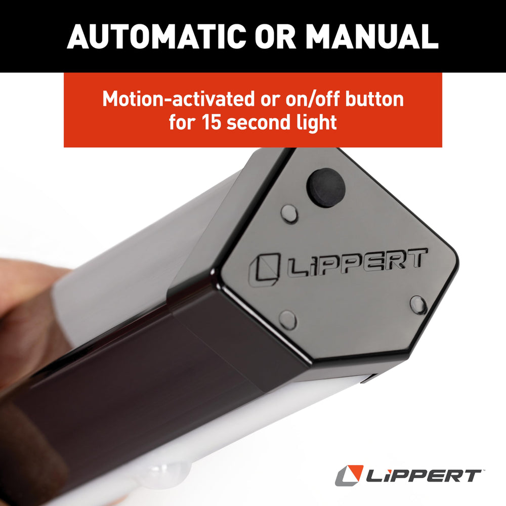 Lippert Components motion sensor close-up highlighting quick activation for safety