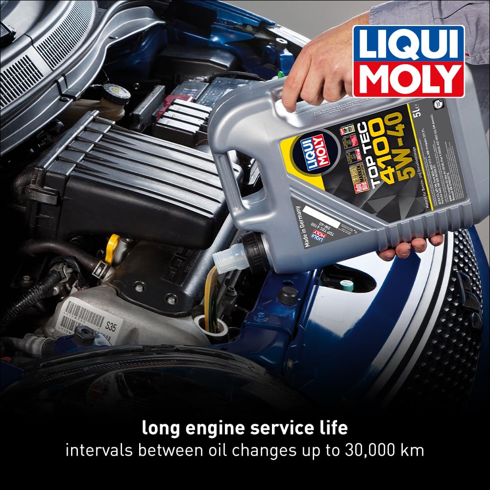 Liqui Moly Top Tec 4100 close-up of label and bottle texture for grip