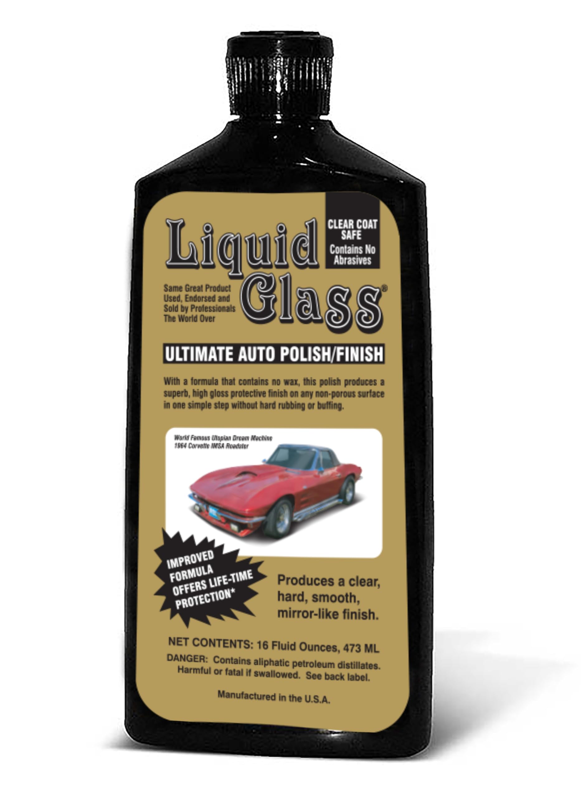 Liquid Glass front bottle showing label and professional finish benefit