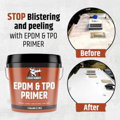 Liquid Rubber primer label close-up showing instructions and brand for confident selection