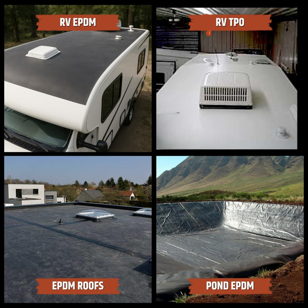 Liquid Rubber primer rolled onto RV roof illustrating even coverage and adhesion benefit